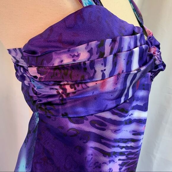 Jolie purple blue leopard animal print sweetheart mermaid open back gown dress - Picture 7 of 17